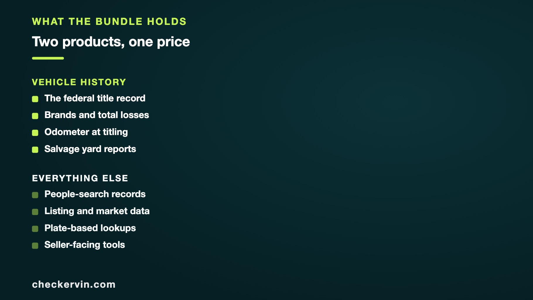 Two lists separating the history half of the bundle from the rest.