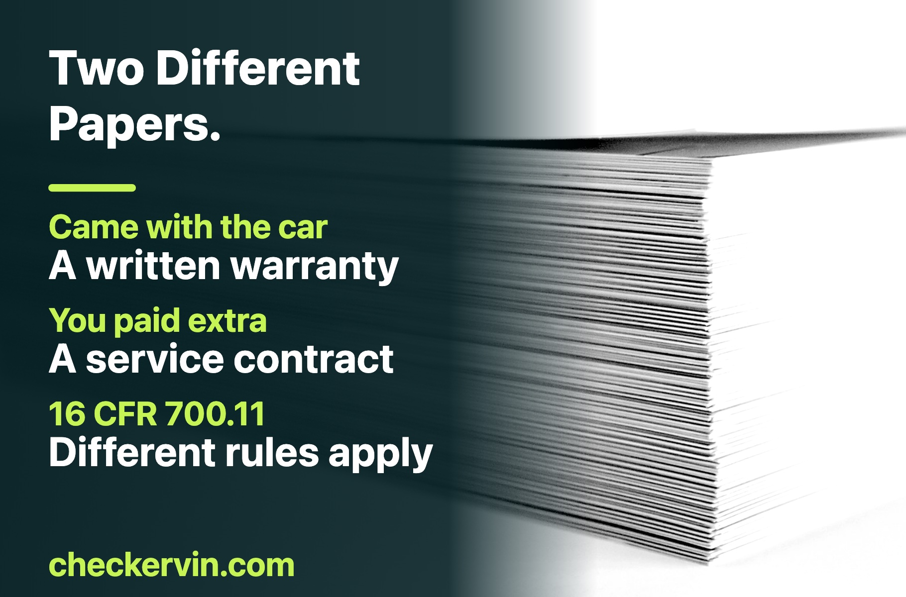 A thick stack of blank paper viewed edge-on, standing in for the documents handed over at the point of sale